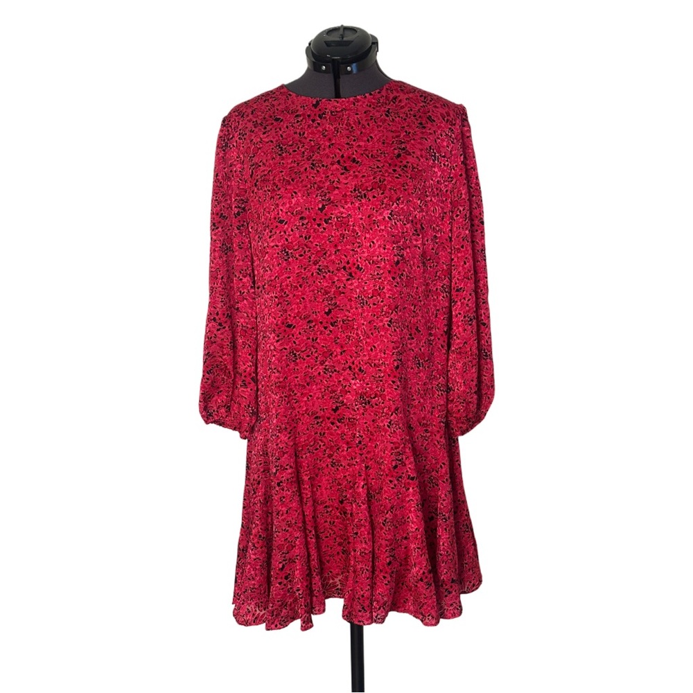 Alice + Olivia Mina Floral Print Puff Sleeve Minidress